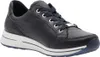 A studio shot of a navy blue leather sneaker. Náhľad obrázku produktu