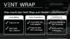 Marketing image for Vent Wrap air freshener, highlighting its features in three columns. Anteprima dell’immagine prodotto