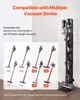 A vacuum stand with multiple Dyson vacuum cleaners displayed on it, along with a graphic showing compatibility with various Dyson models. Anteprima dell’immagine prodotto