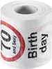 A close-up of a roll of toilet paper with birthday-themed text. Produktbild-Vorschau