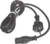 A black power cord with two different types of plugs on either end, coiled and tied with a white strap. Náhled obrázku produktu