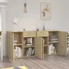 A wooden sideboard with open doors and drawers, displaying books and decorative items, in a room setting. Anteprima dell’immagine prodotto