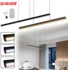 A product image showcasing a modern linear LED pendant light in a room setting, with inset images highlighting different light temperatures and mounting hardware. Produktbild-Vorschau