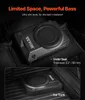 A car subwoofer is shown installed under a car seat and in a car trunk. Anteprima dell’immagine prodotto