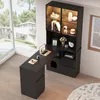 Bureau d'angle avec étagère et vitrine à LED, 120 x 80 x Voir les images du produit 2