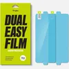 A product package for screen protectors and two screen protectors. Produktbild-Vorschau