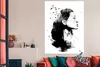 MuchoWow® Poster Frau - Vögel - Schwarz und weiß 120x160 cm Produktbild-Vorschau 2