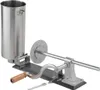 A manual sausage stuffer made of stainless steel and aluminum, shown against a white background. Podgląd zdjęcia produktu