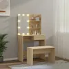 sada toaletních stolků vidaXL s LED diodami z dubového Náhled obrázku produktu 3