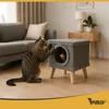 Maison pour chat sur pattes avec griffoir Voir les images du produit 9