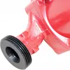 A close-up view of a red pump with a black threaded fitting. Podgląd zdjęcia produktu