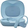 A pair of blue JBL wireless earbuds and their charging case are displayed. Produktbild-Vorschau
