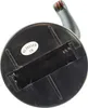 The bottom of a black Maneki-neko cat figurine is shown, with a battery compartment and a QC Passed sticker. Produktbild-Vorschau