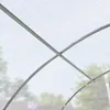 Close-up view of the internal structure of a greenhouse, showing the metal frame and the transparent PE sheeting. Produktbild-Vorschau