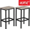 Two industrial-style bar stools with gray wood-grain tops and black metal frames are shown against a white background. Produktbild-Vorschau