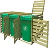 A wooden bin enclosure for three green trash cans. Produktbild-Vorschau