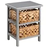 A small gray nightstand with two woven baskets. Produktbild-Vorschau