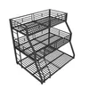 A black metal triple bunk bed with a ladder. Podgląd zdjęcia produktu