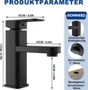 A diagram showing the dimensions and features of a black faucet. Náhled obrázku produktu