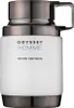 A product shot of a white bottle of perfume with metallic accents. Voir les images du produit