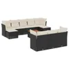 vidaXL 11-tlg. Garten-Sofagarnitur mit Kissen Schwarz Poly Produktbild-Vorschau 1