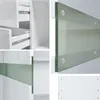 A collage of close-up shots of a modern sideboard, highlighting its drawers, glass panel, and mounting hardware. Produktbild-Vorschau