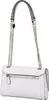 A white Guess handbag is shown from the back, with its chain strap extended upwards. Produktbild-Vorschau