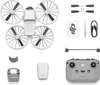 A flat lay of a drone and its accessories on a white background. Produktbild-Vorschau