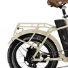 A close-up view of the rear wheel and cargo rack of an electric bicycle. Produktbild-Vorschau