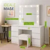 Juskys Schminktisch Talea und Hocker Melly mit LED, 7 Produktbild-Vorschau 5
