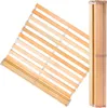 A wooden bed slatted base, partially unrolled and partially rolled up. Produktbild-Vorschau
