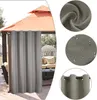 An outdoor gazebo with a gray curtain hanging, and close-up shots of the fabric texture and water droplets. Náhled obrázku produktu