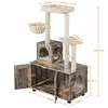 A detailed diagram of a cat tree with dimensions labeled. Podgląd zdjęcia produktu