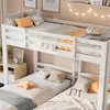 A white bunk bed with multiple beds and pillows, decorated with string lights. Náhled obrázku produktu