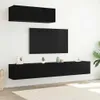vidaXL TV-kast set, 3 stuks, zwart, eikenlook, houtvezel Productafbeelding-voorbeeld 2