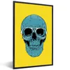 MuchoWow® Gerahmtes Poster Totenkopf - Blau - Gelb - Brille Produktbild-Vorschau 1