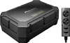 A black active subwoofer and a remote control are shown on a white background. Produktbild-Vorschau