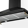 A close-up view of a black kitchen range hood. Produktbild-Vorschau