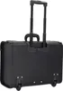 The back view of a black rolling briefcase. Produktbild-Vorschau