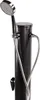 A close-up shot of a black outdoor shower with a silver shower head and hose. Produktbild-Vorschau