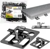 A collage of images showing composite deck clips, a piece of composite decking, and packaging for the clips. Náhled obrázku produktu