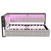 A product shot of a bed frame with LED lighting. Náhled obrázku produktu