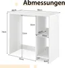 A size chart diagram of a white desk with measurements. Anteprima dell’immagine prodotto