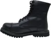 A black leather boot with laces and a thick sole, shown from the side against a white background. Produktbild-Vorschau
