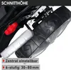 Close-up view of a lawnmower wheel and adjustment mechanism. Produktbild-Vorschau