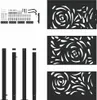 A collage of images showing parts of a black metal garden gate and its assembly hardware. Náhľad obrázku produktu