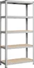 A silver metal shelving unit with wooden shelves, shown against a white background. Náhled obrázku produktu