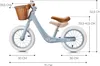 A diagram of a blue balance bike with dimensions indicated by lines and text. Produktbild-Vorschau