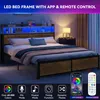 Doppelbett mit Kopfteil, LED Bettgestell 180 x 200 cm, mit Produktbild-Vorschau 2
