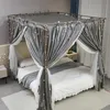 Bett-Baldachin mit Moskitonetz Set Elegant Grau 120x200x210 Produktbild-Vorschau 4